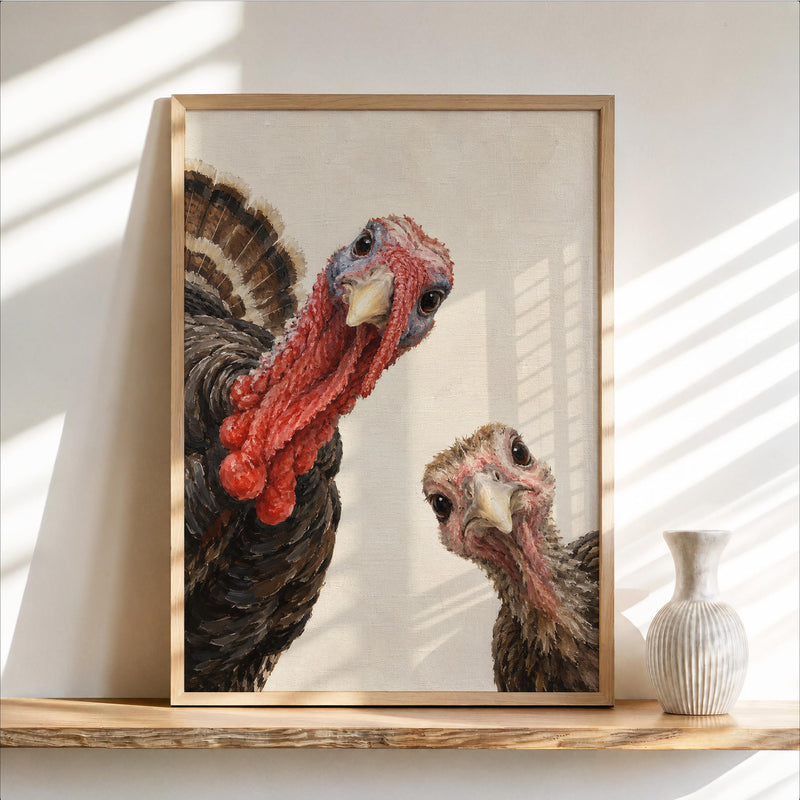 Funny vintage turkey couple Thanksgiving print