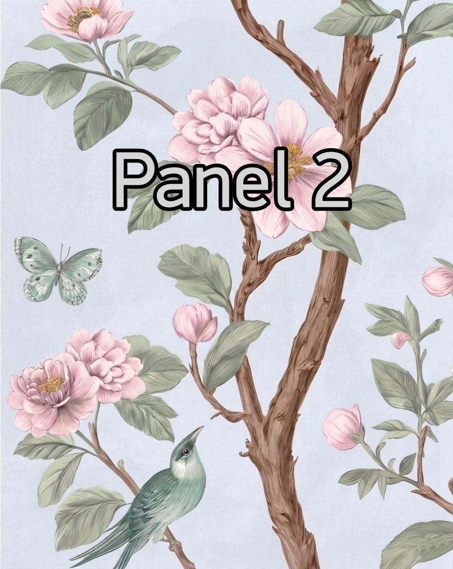 Light Blue, Pink, Green Chinoiserie, Pastel Chinese Wallpaper Print, Coquette Wall Art Set of 3, Birds & Flowers Botanical Tapestry Painting