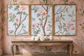 Light Blue, Pink, Green Chinoiserie, Pastel Chinese Wallpaper Print, Coquette Wall Art Set of 3, Birds & Flowers Botanical Tapestry Painting