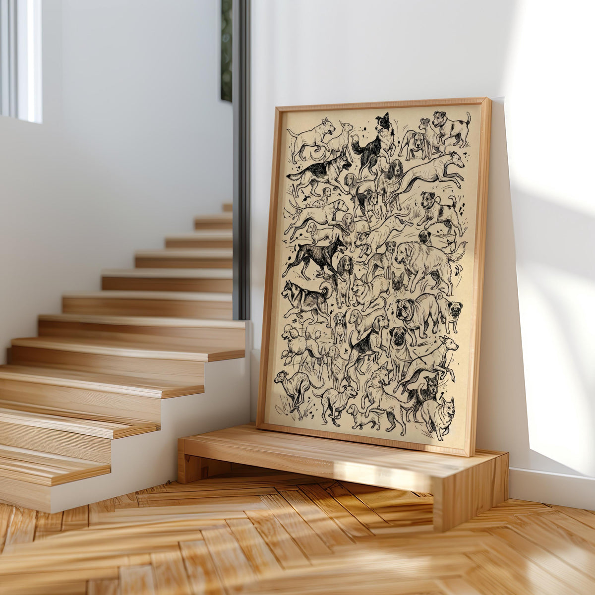 Dogs Sketch Print, Charcoal Dog Breeds Poster, Vintage Dog Drawing Wall Art, Retro Animal Illustration, Minimalist Pet Decor, Vet Nurse Gift
