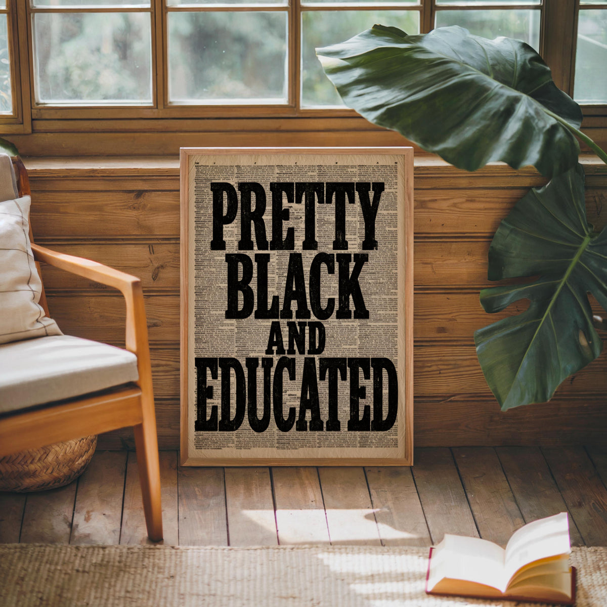 Pretty Black Educated Typographical Print, Afrocentric Wall Art, 70s African American Feminist Poster