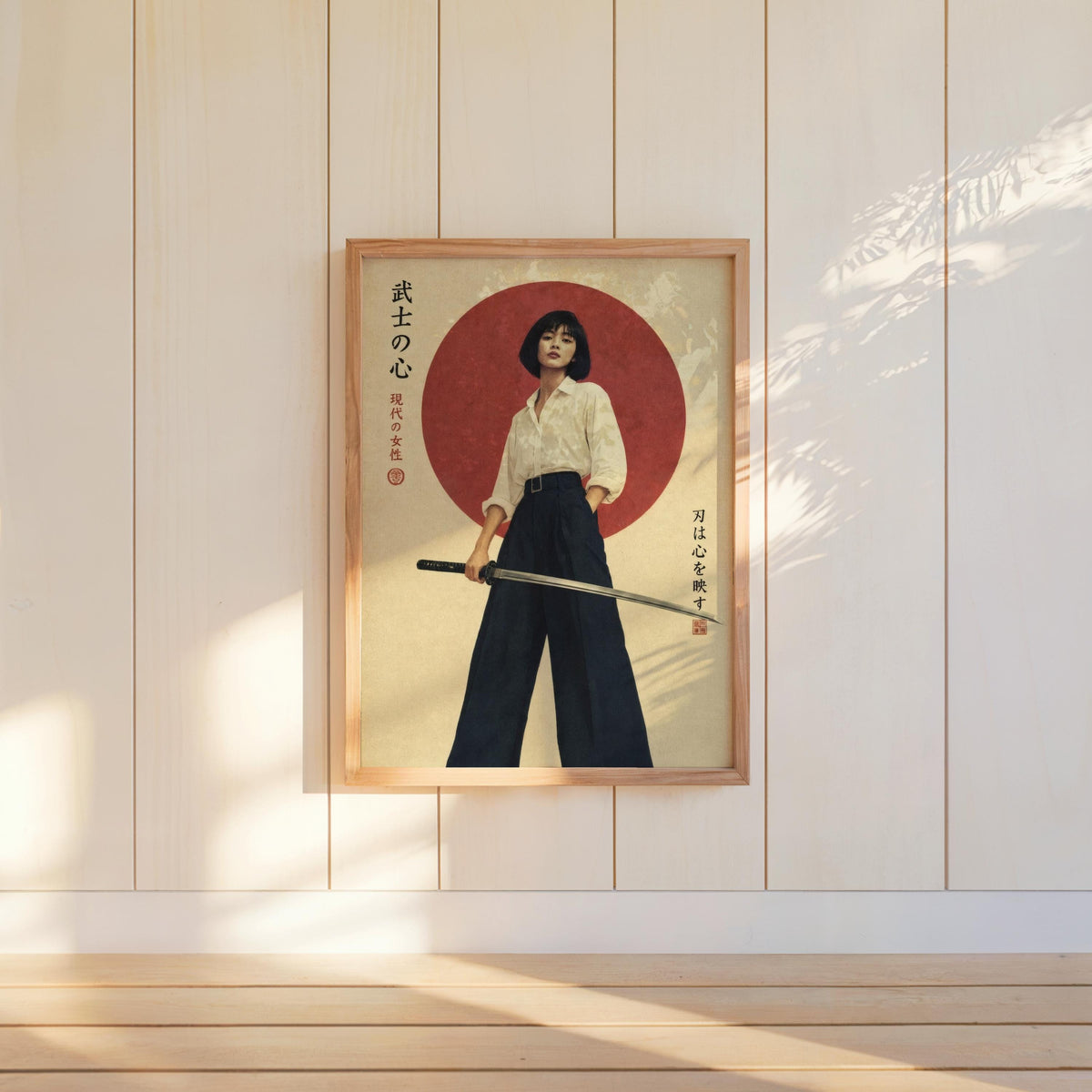 Tokyo Retro Futurism Wall Art, Vintage Japanese Poster, Asian Girl Feminist Print, Modern Samurai Art, Kanji Katana Cinematic Decor For Him