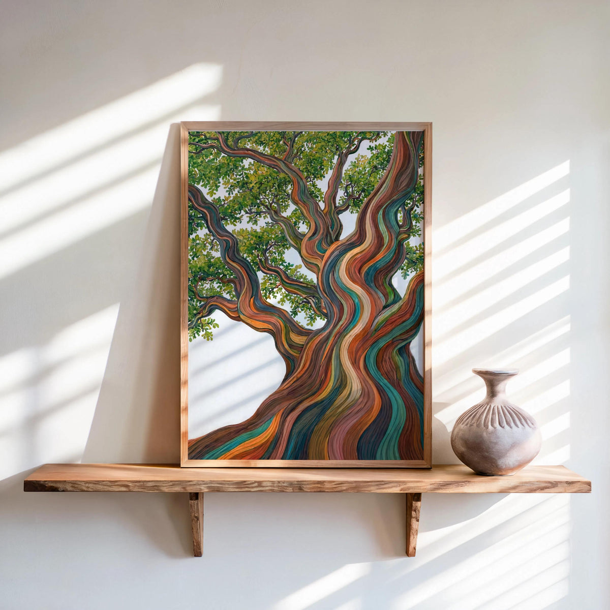 Rainbow Eucalyptus Tree Art Print, Psychedelic Forest Botanical Poster
