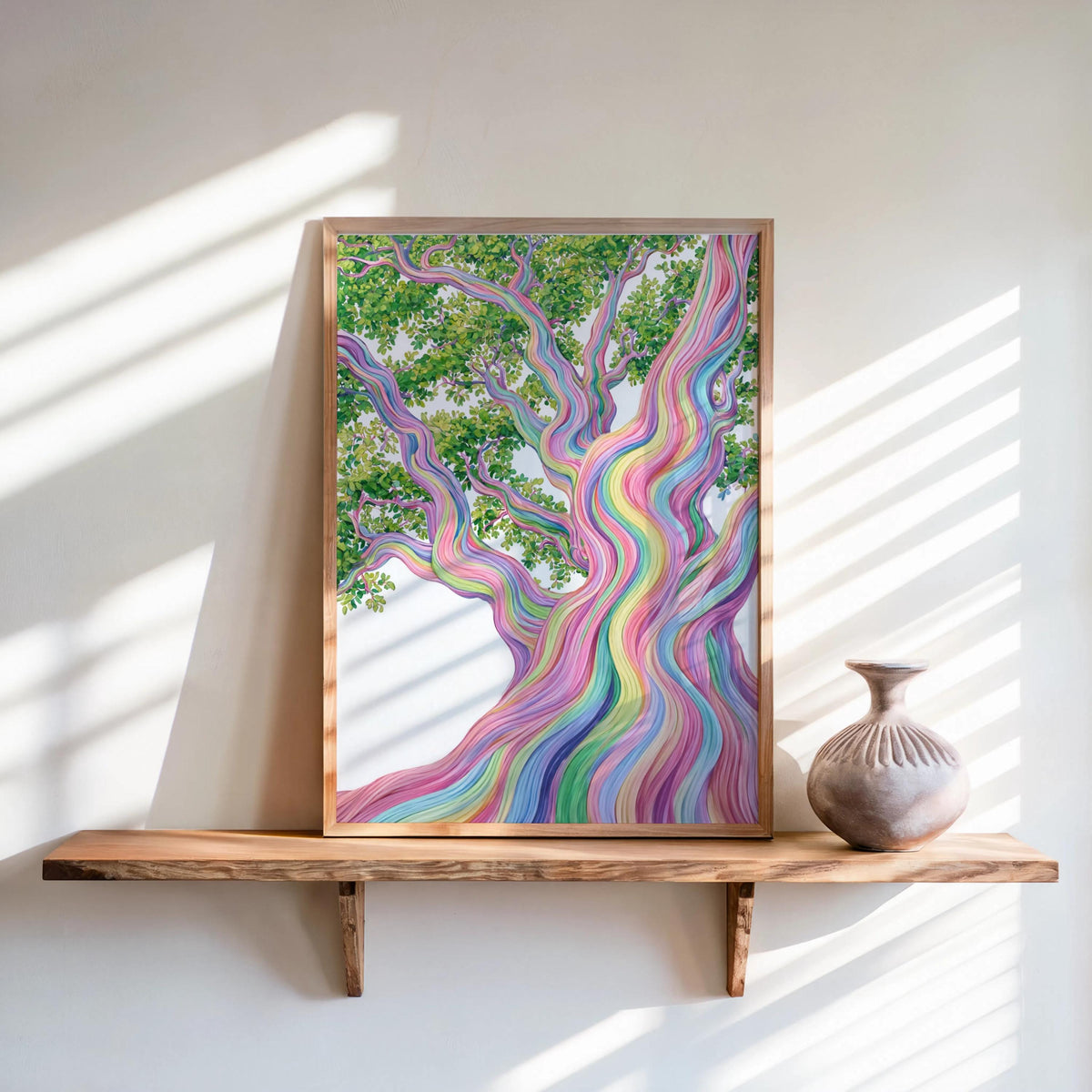 Rainbow Eucalyptus Tree Art Print, Psychedelic Forest Botanical Poster
