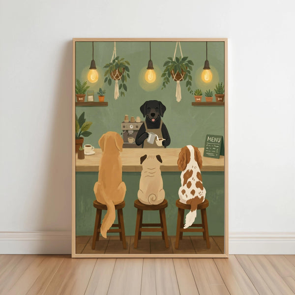 Dog Cafe Barista Coffee Shop Art Print
