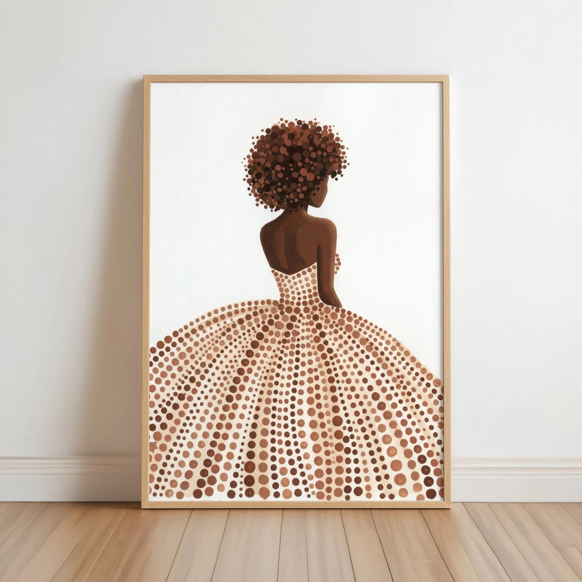 Afrocentric Woman Portrait Print: Boho Modern Beige Minimalist Art
