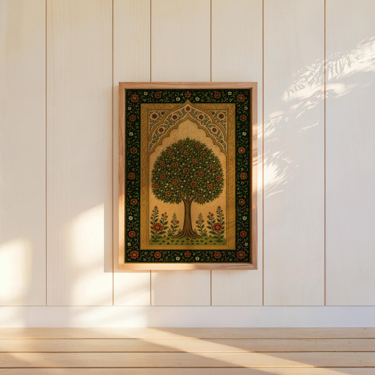 Arab Tree of Life Wall Art, Persian Floral Print, Islamic Geometrical Pattern, Middle Eastern Paradise Garden Decor, Botanical Olive Poster
