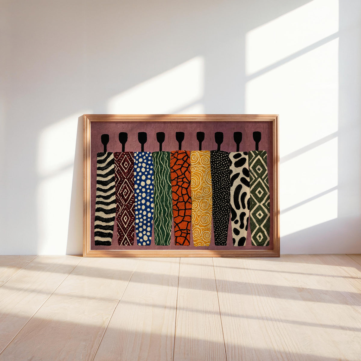 Abstract African Art Print, Ethnic Tribal Figures Wall Art, Afrocentric Black People Figurative Decor, Modern Colorful Cultural Afro Panel