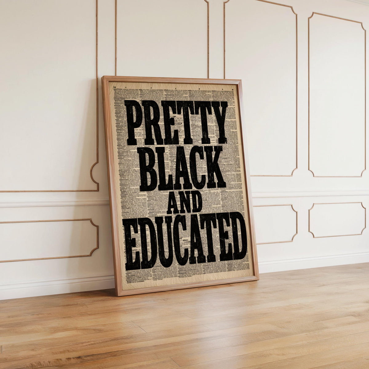 Pretty Black Educated Typographical Print, Afrocentric Wall Art, 70s African American Feminist Poster