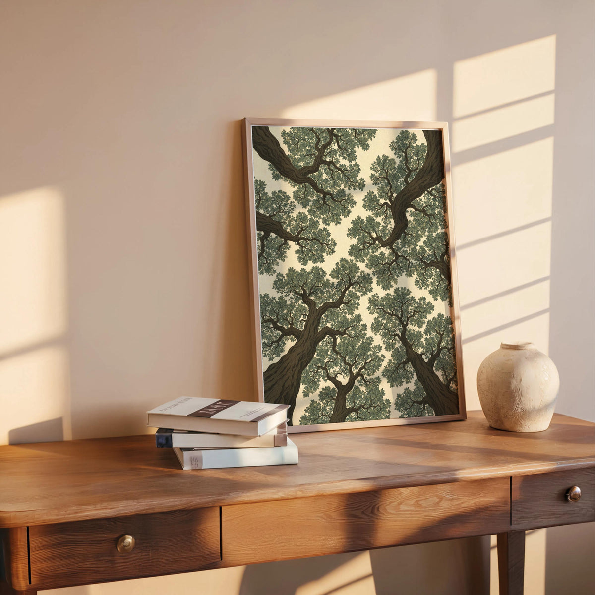 Forest Canopy Wall Art: Tree Treetop Illustration, Minimalist Nature Print, Earthy Green Botanical Decor, Woodland nature Japanese style