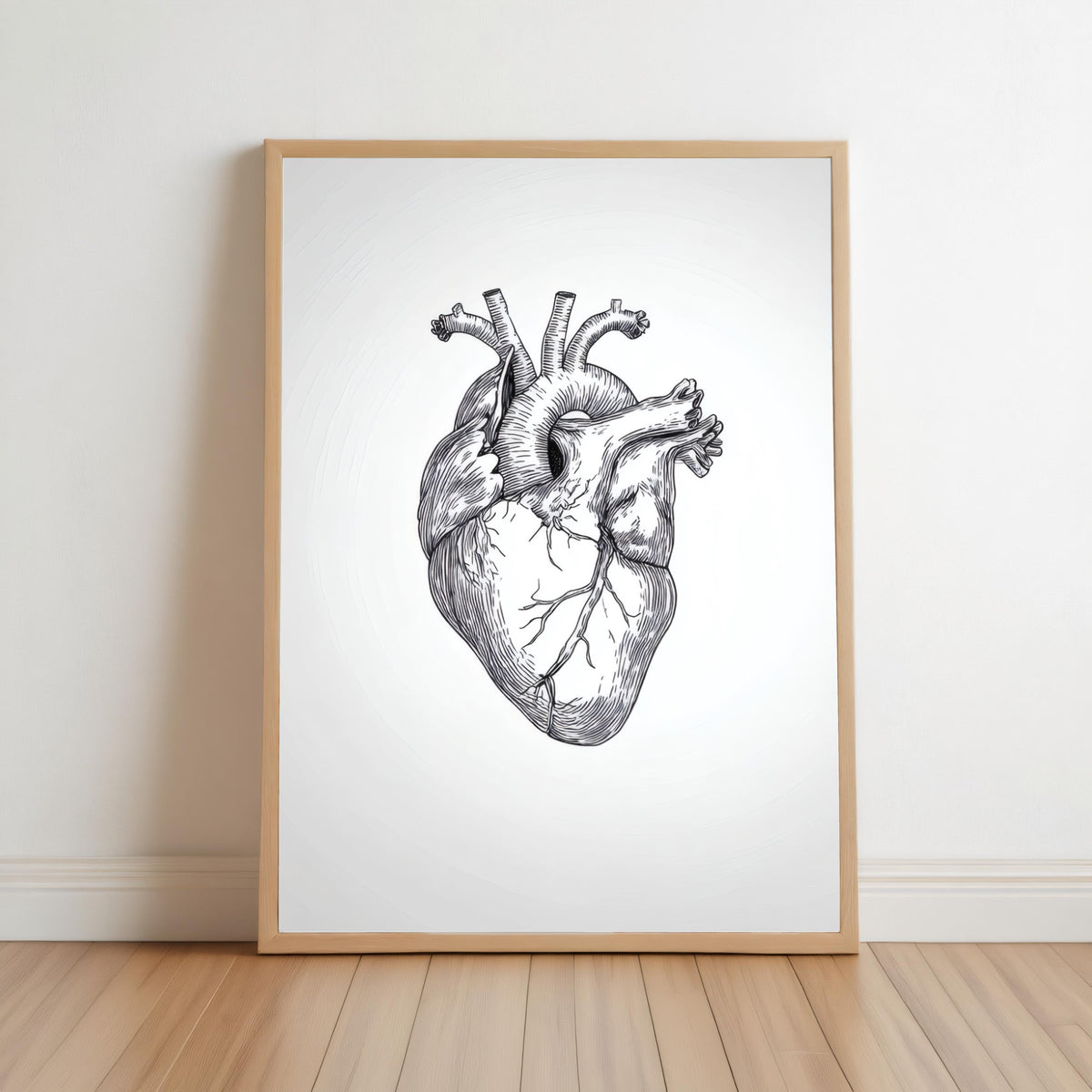 Anatomical Heart Line Art Print, Medical Office Decor, Minimalist Doctor Illustration