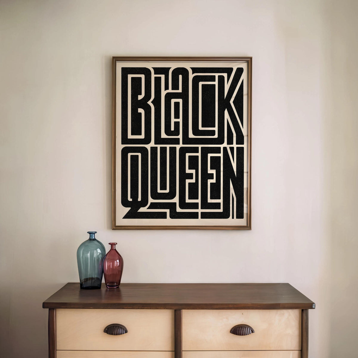 Black Queen Minimalist Typography Wall Art, Bold Black Culture Print, Modern African American Afrocentric Poster, Hella Black Text