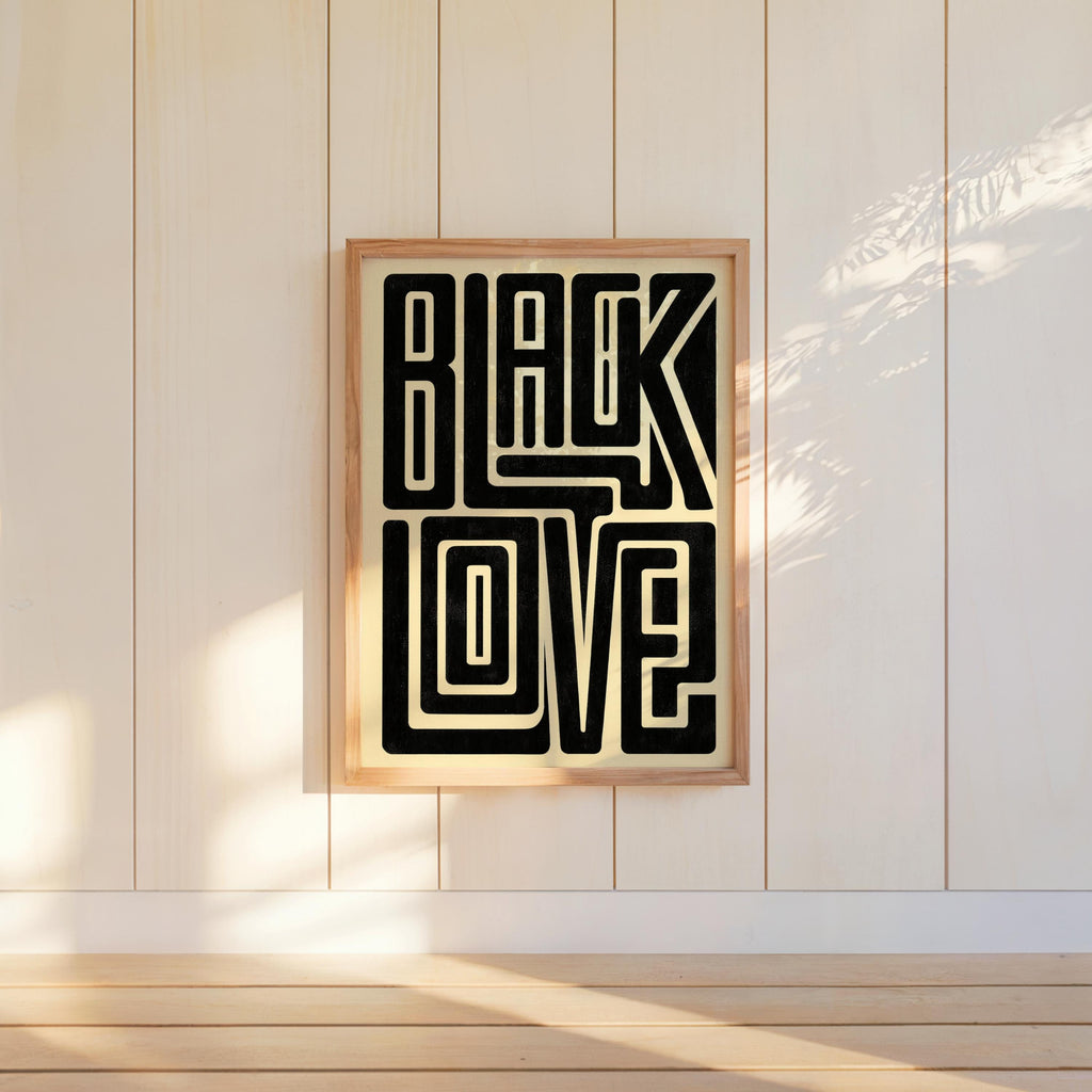 Black Love Typography Wall Art, Bold Afrocentric Pride Print, Modern Minimalist Culture Decor, Unapologetic Afro Poster, Juneteenth Gift