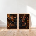 Black Culture DJ Turntable Art Set of 2, Modern Music Studio Print, Black Woman & Man DJ Decks Controller Poster, Urban Club Lover Gift