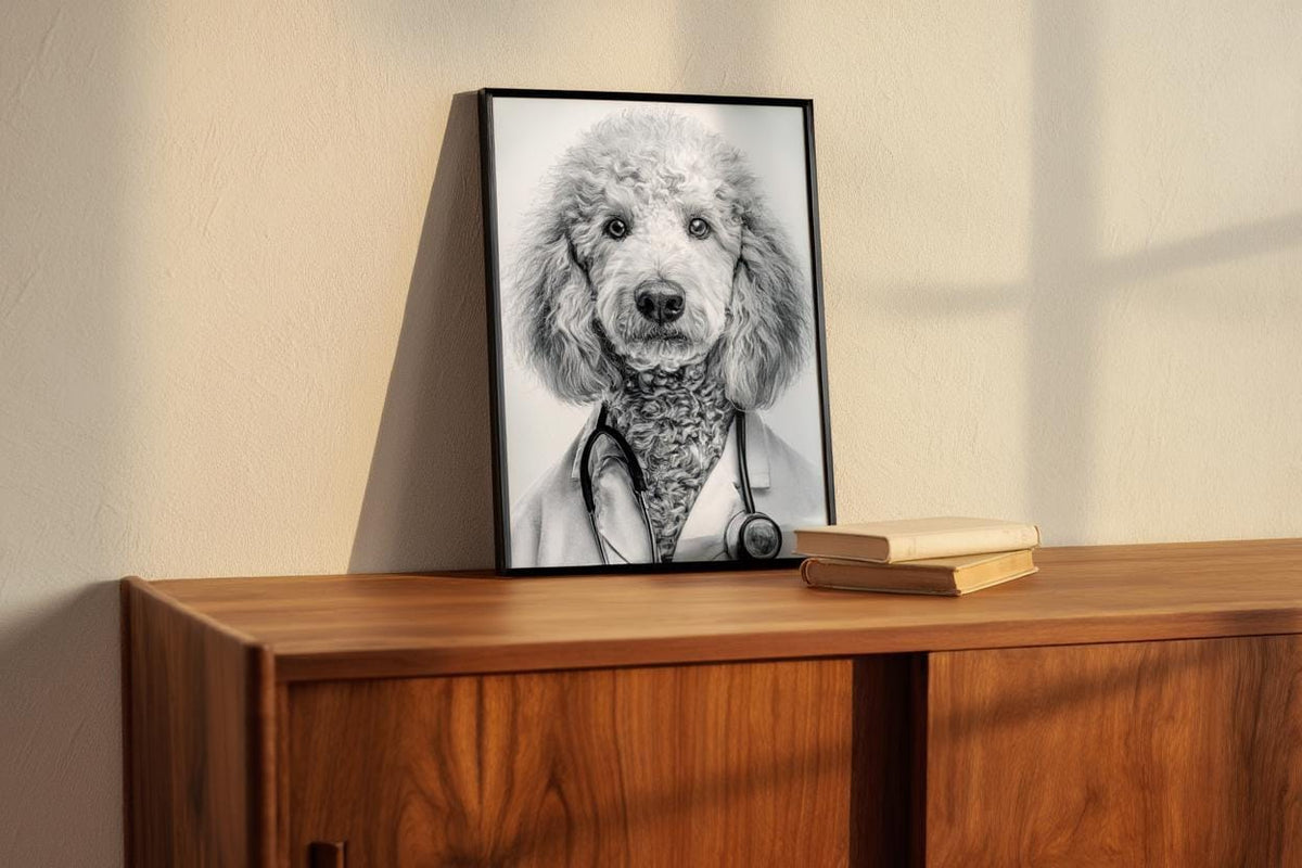 Doctor Dog Portrait, Veterinary Clinic Decor, Medical Office Poster, Funny Pet Wall Art, Veterinarian Gift, Animal Nurse Decoration, Printed