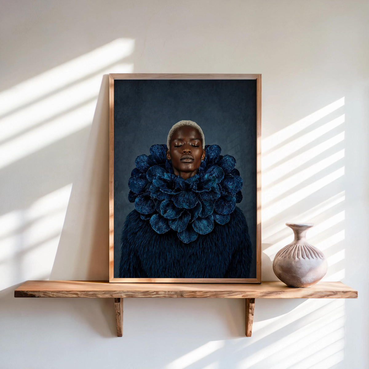 Black Woman Fashion Print, Afrocentric Floral Wall Art, Urban Black Girl Decor, African American Pride Poster, Moody Editorial Avant Garde