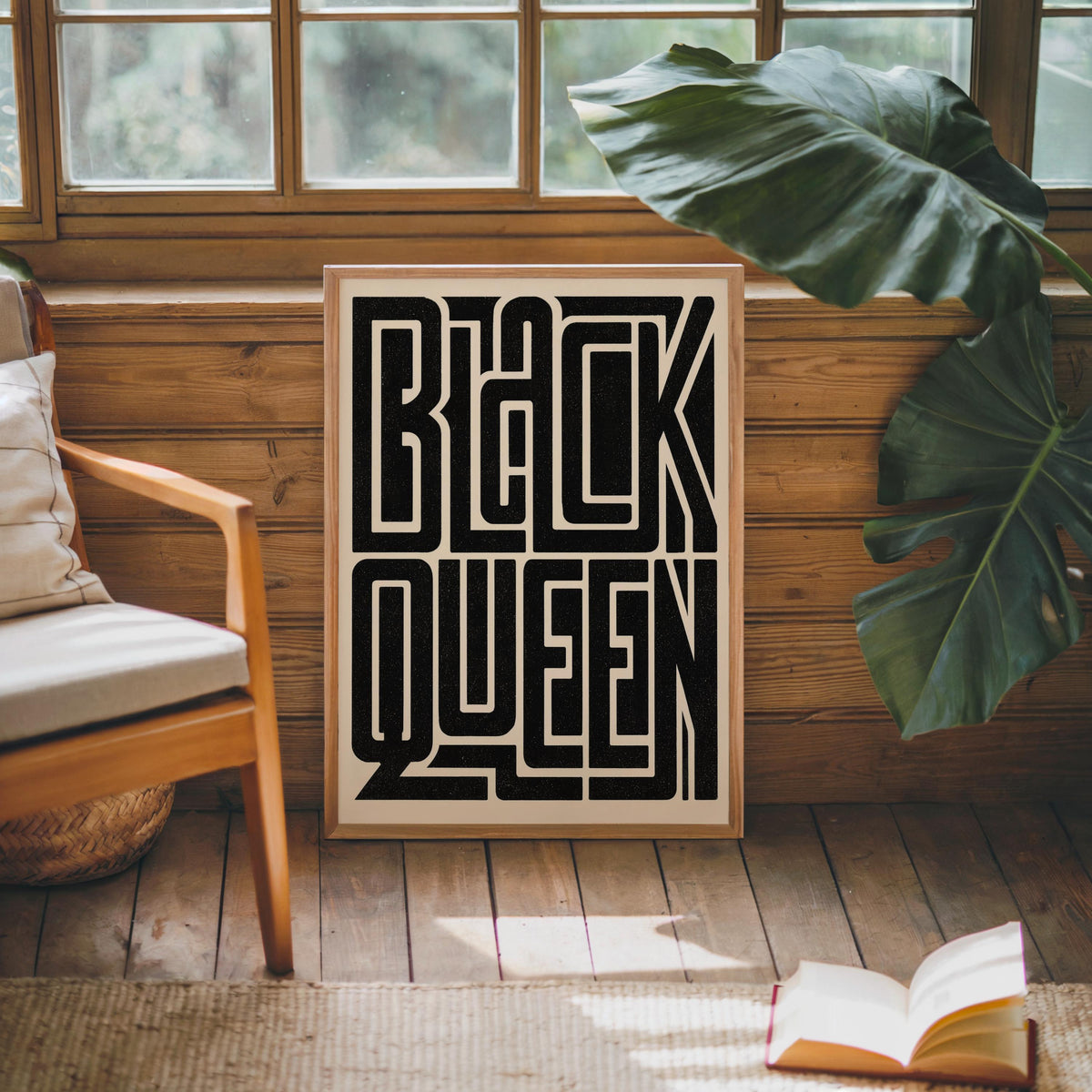 Black Queen Minimalist Typography Wall Art, Bold Black Culture Print, Modern African American Afrocentric Poster, Hella Black Text