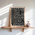 Black Queen Minimalist Typography Wall Art, Bold Black Culture Print, Modern African American Afrocentric Poster, Hella Black Text
