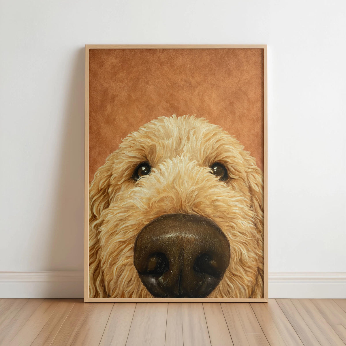Golden Doodle Dog Nose Art Print, Fluffy Puppy Pet Poster, Funny Animal Portrait, Dog Lover Gift, Goldendoodle Decor