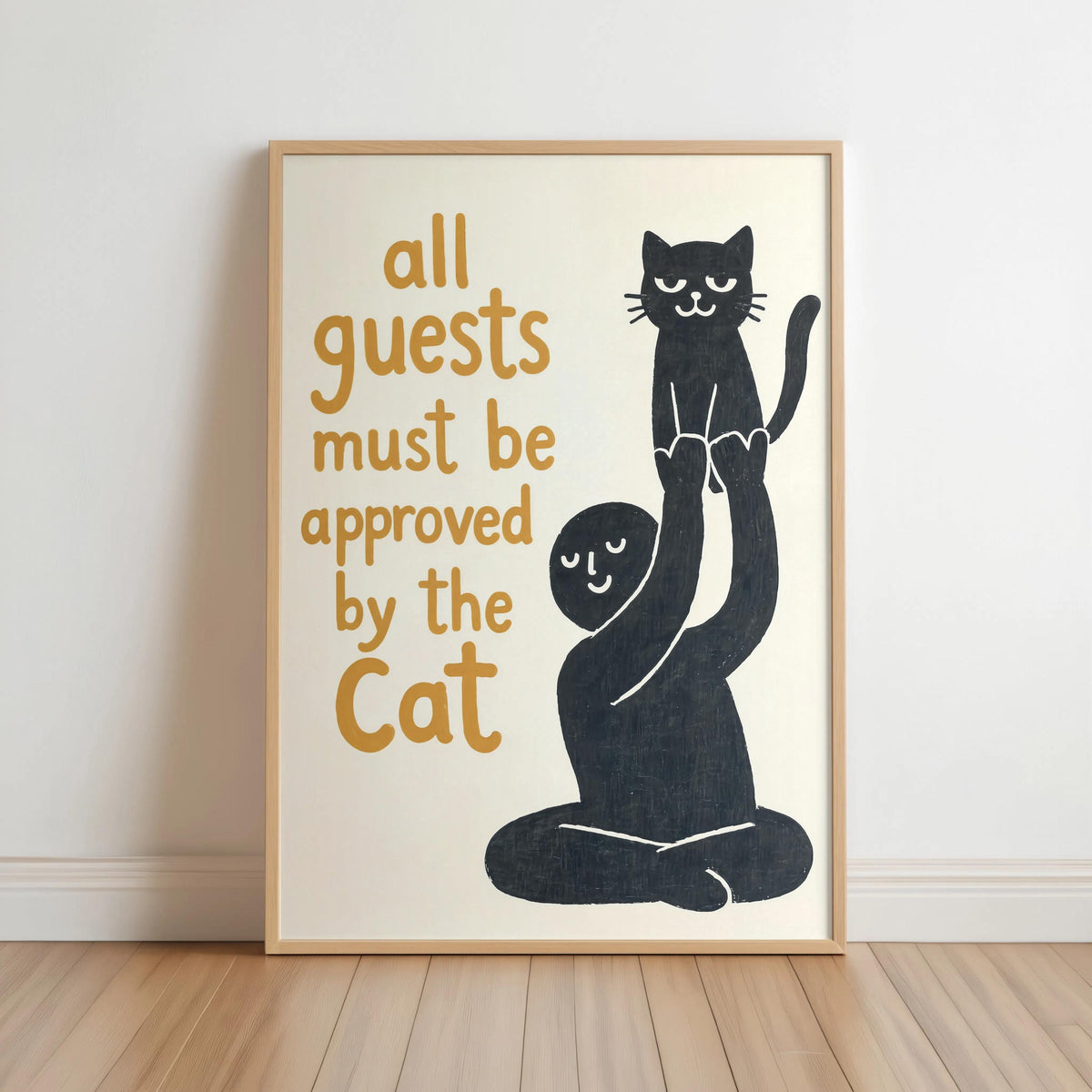 Funny Cat Typography Wall Art, All Guests Must Be Approved By The Cat Poster, Humorous House Rules Decor, Pet Lover Gift, Quirky Home Print