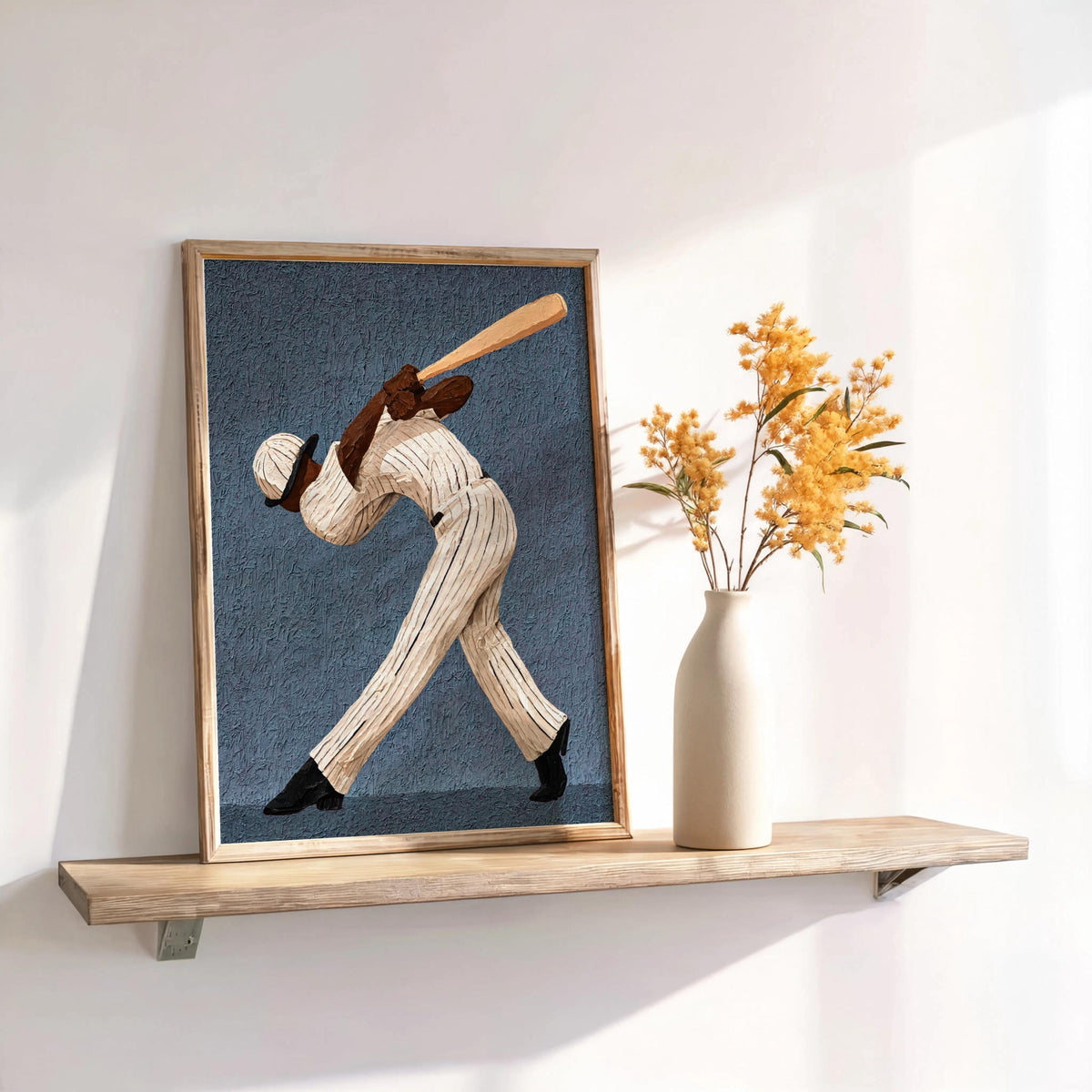 Abstract Baseball Player Wall Art, African American Athlete Poster, Surreal Boys Room Decor, Baseball Batter Game Room Gift