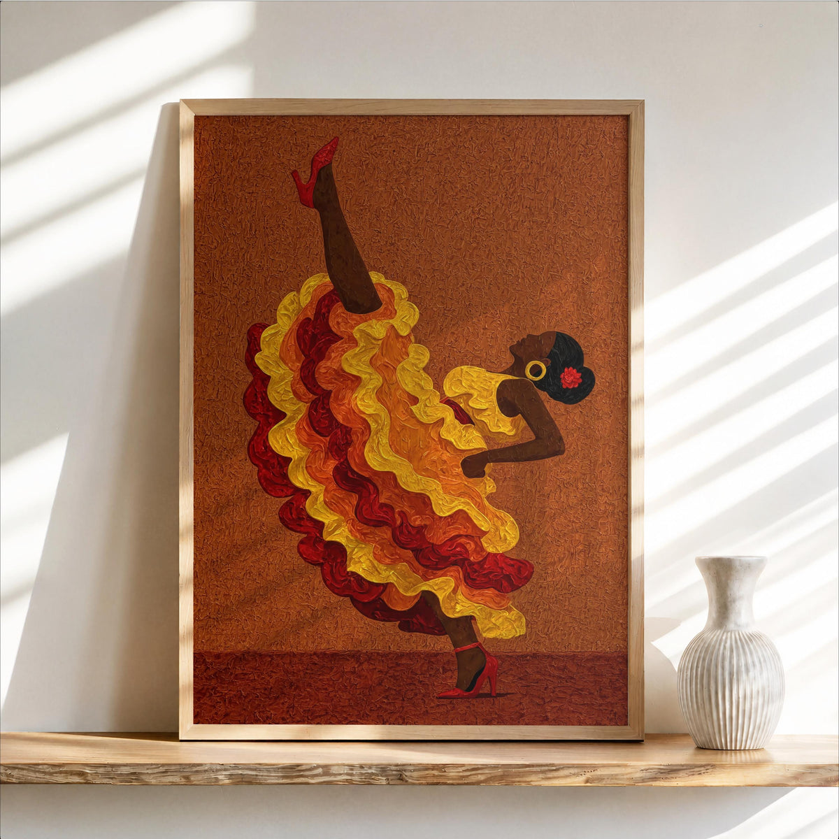 Salsa Dance Wall Art, Colorful Latin Dancer Print, Bold Feminine Poster, Vibrant Afrocentric Latina Decor for Eclectic Maximalist Homes