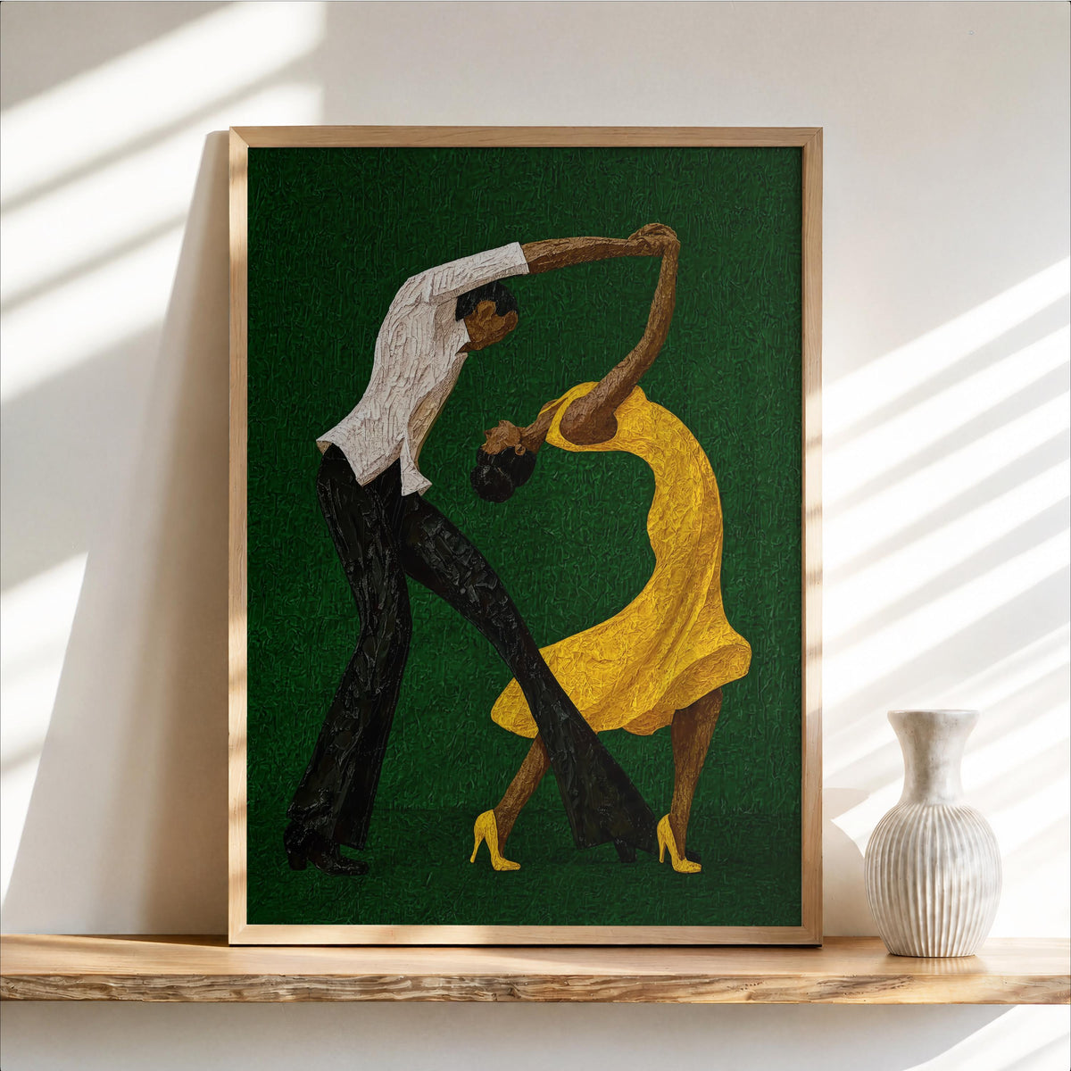 Couple Dancing Salsa Wall Art, Latino Afrocentric Culture Print, Abstract Music & Dance Poster, Latina Woman Tango Print