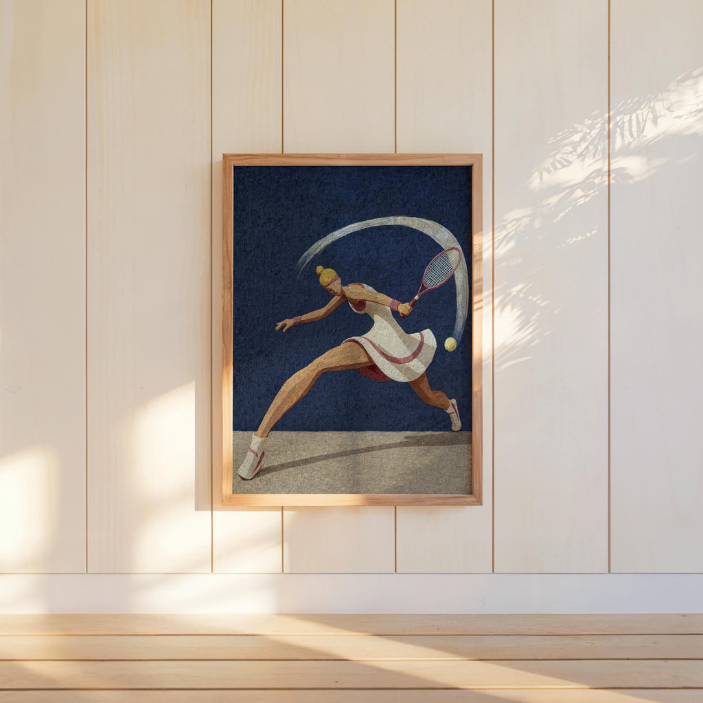 Abstract Tennis Player Wall Art, Vintage Sports Print, Pink Athlete Poster, Retro Racket Decor, Country Club Aesthetic, Preppy Woman Gift