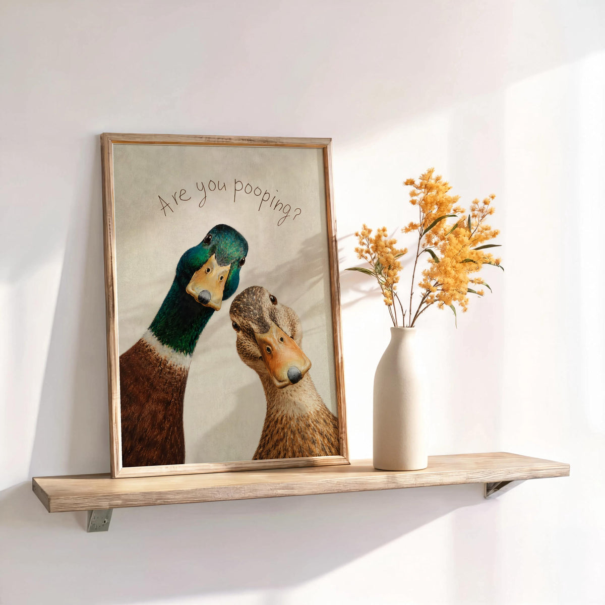 Are You Pooping Duck Poster, Funny Bathroom Mallard Decor, Curious Bird Toilet Print, Cottage Typography Restroom Poster, Country Home Gift
