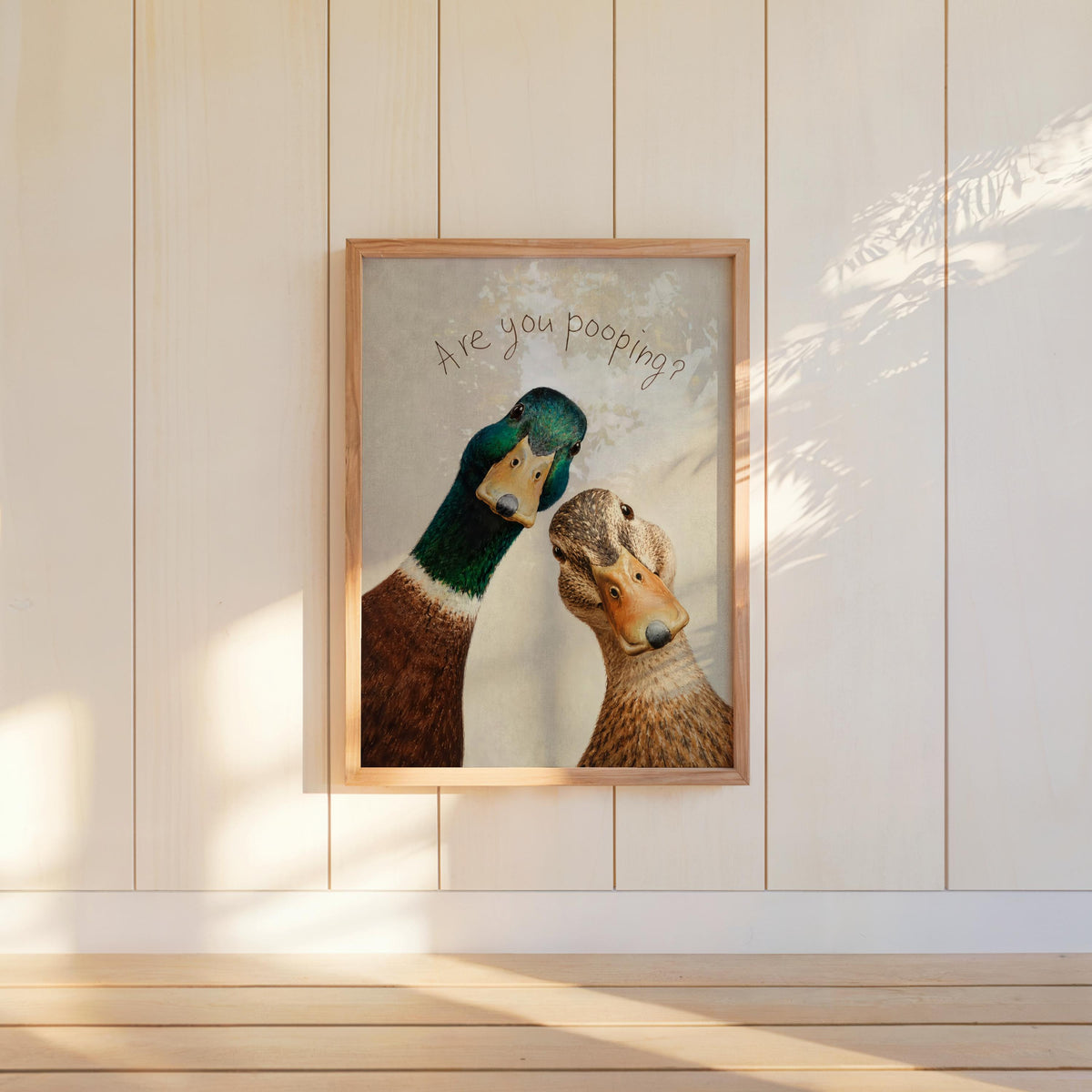 Are You Pooping Duck Poster, Funny Bathroom Mallard Decor, Curious Bird Toilet Print, Cottage Typography Restroom Poster, Country Home Gift