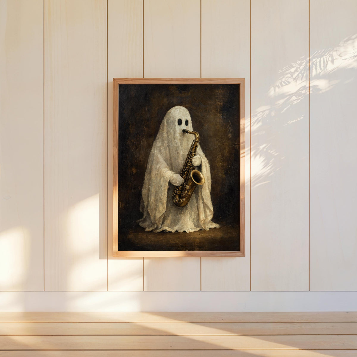 Funny Ghost Musician, Haunted Saxophone Player Wall Art, Dark Halloween Home Decor, Vintage Jazz Music Print, Spooky Creepy Cute Gift