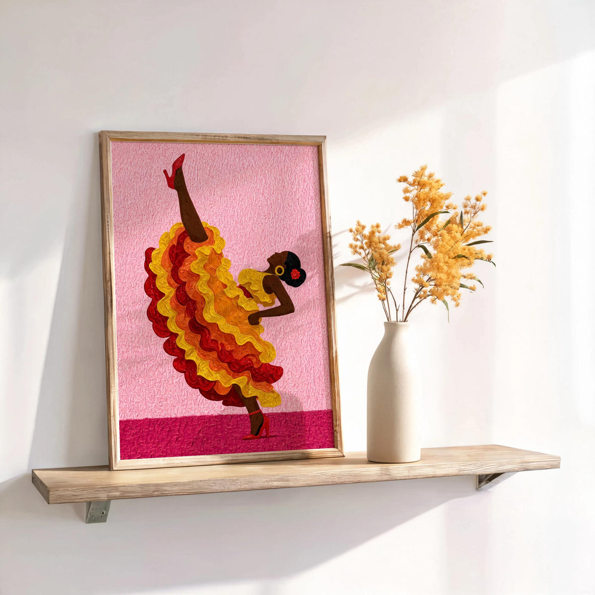 Salsa Dance Wall Art, Colorful Latin Dancer Print, Bold Feminine Poster, Vibrant Afrocentric Latina Decor for Eclectic Maximalist Homes