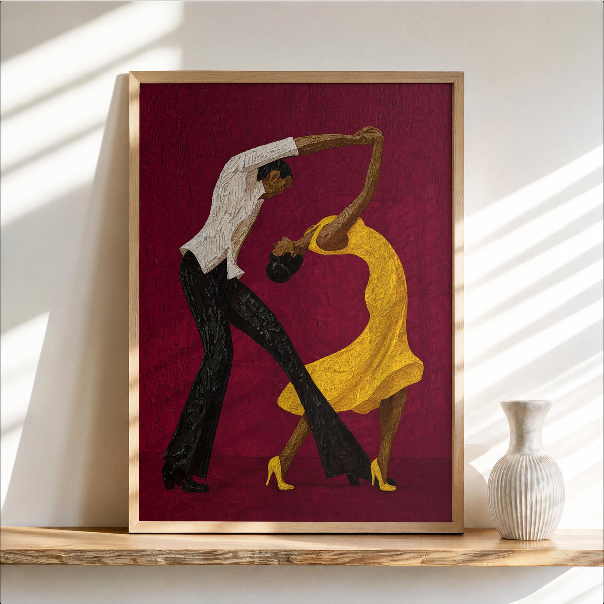 Couple Dancing Salsa Wall Art, Latino Afrocentric Culture Print, Abstract Music & Dance Poster, Latina Woman Tango Print