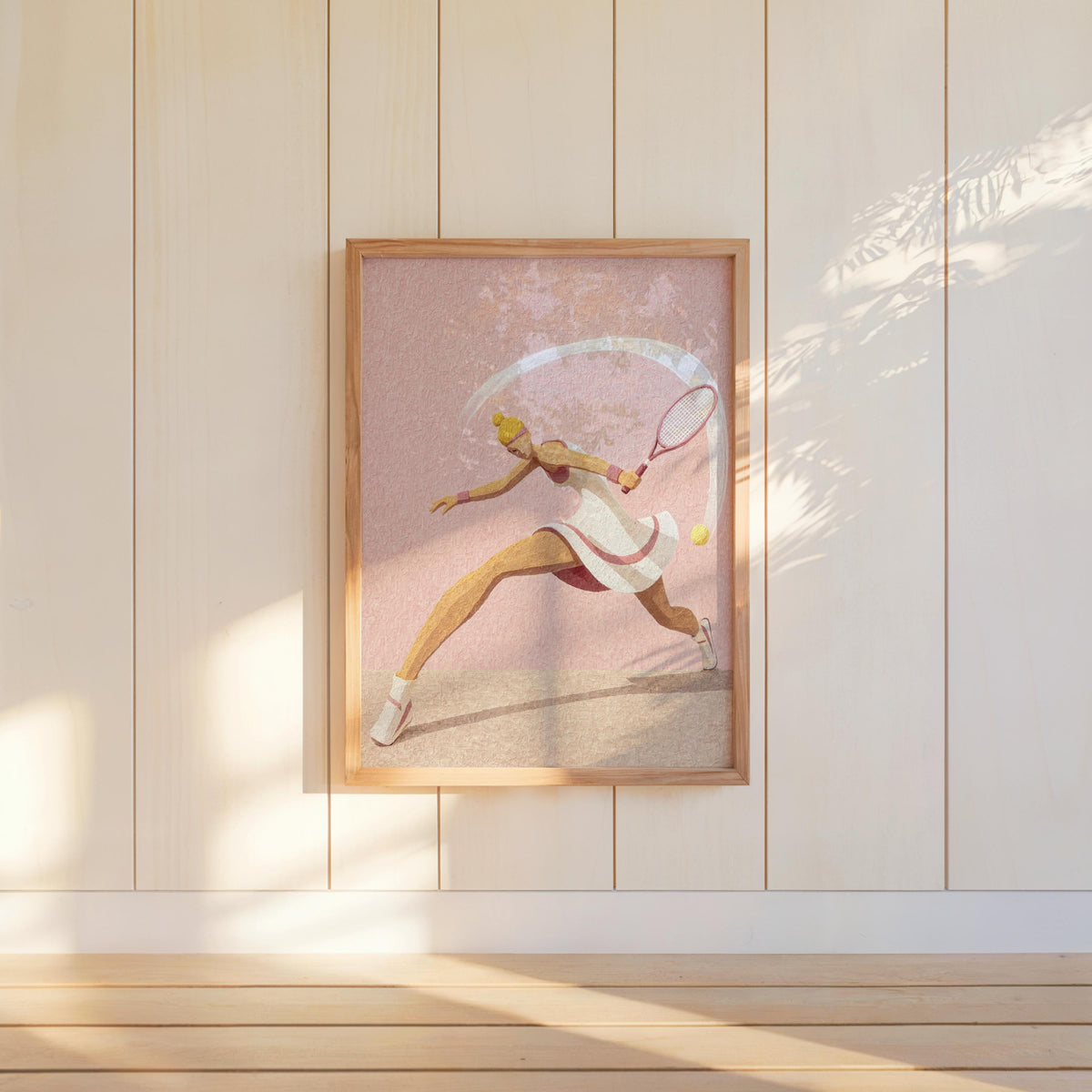 Abstract Tennis Player Wall Art, Vintage Sports Print, Pink Athlete Poster, Retro Racket Decor, Country Club Aesthetic, Preppy Woman Gift