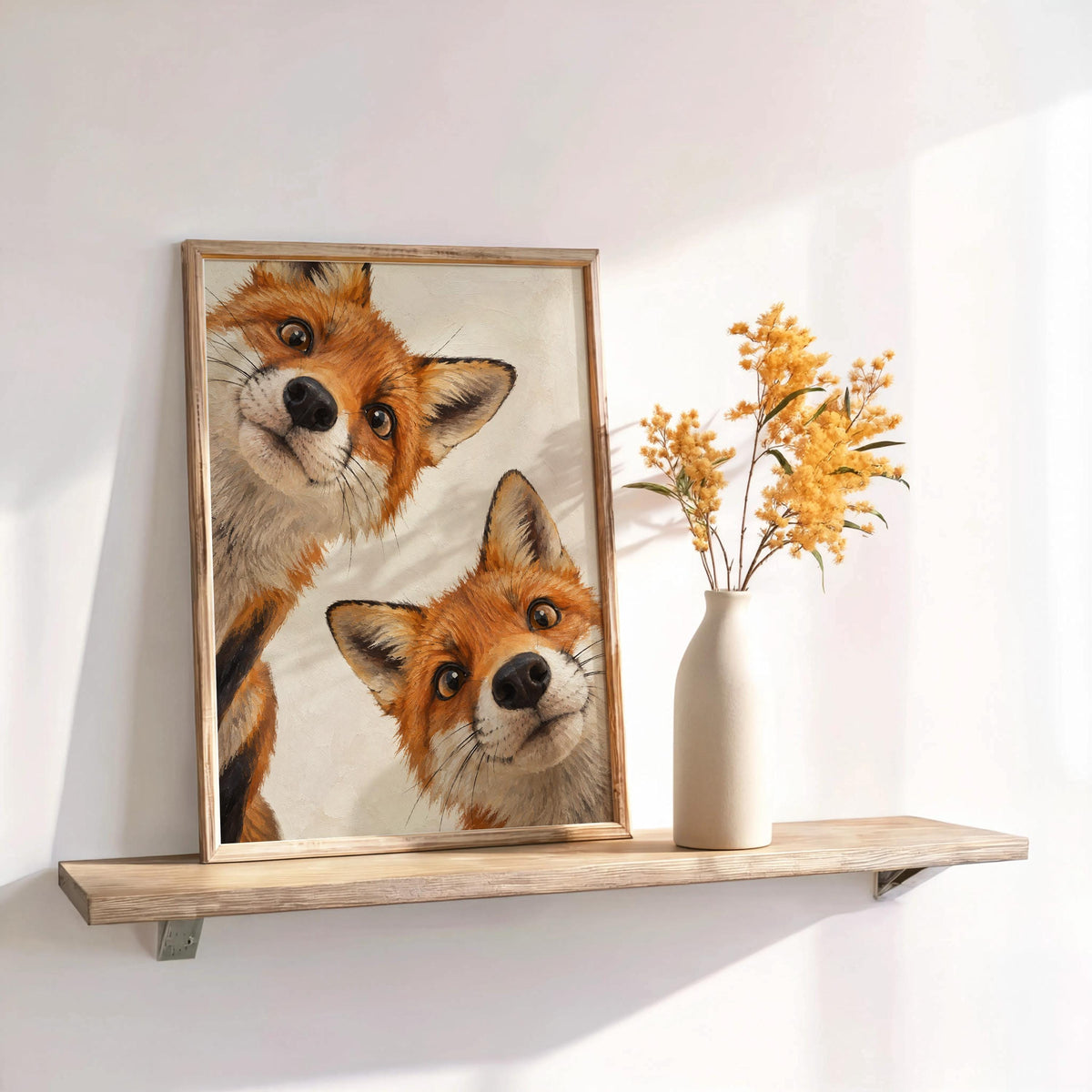 Fox Painting, Vintage Autumn Woodland Animal Print, Cottagecore Farmhouse Painting, Curious Red Foxes Wall Art, Rustic Housewarming Gift