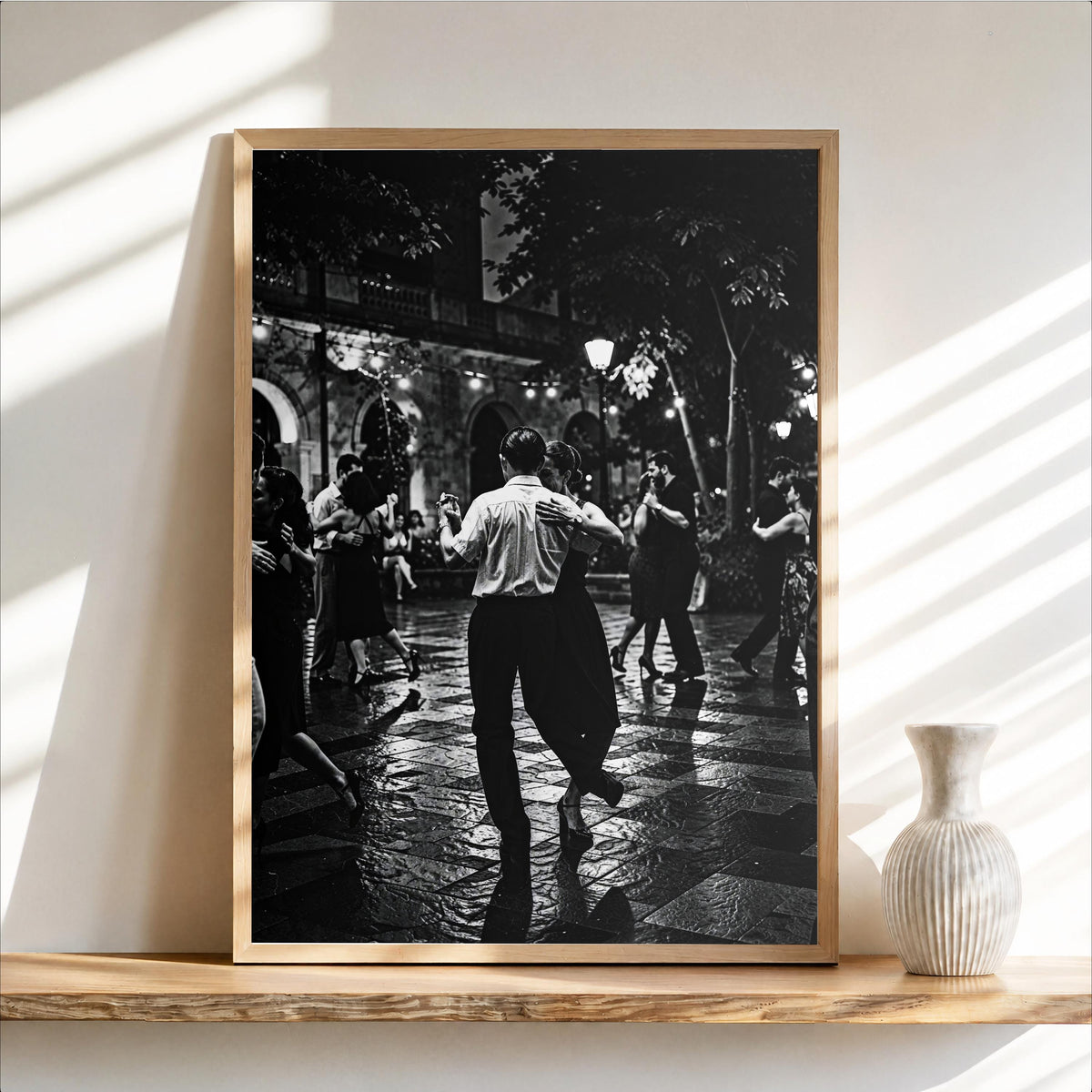 Tango Dancers Couple Print, Black White Dramatic Night Photography, Romantic Dance Poster, Latin Couple, Vintage Latino Culture Wall Art