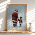 Black Santa Claus & Child Christmas Print, Vintage Winter Wall Art, Snowy Holiday, Cozy African American Decor, Classic Afrocentric Poster