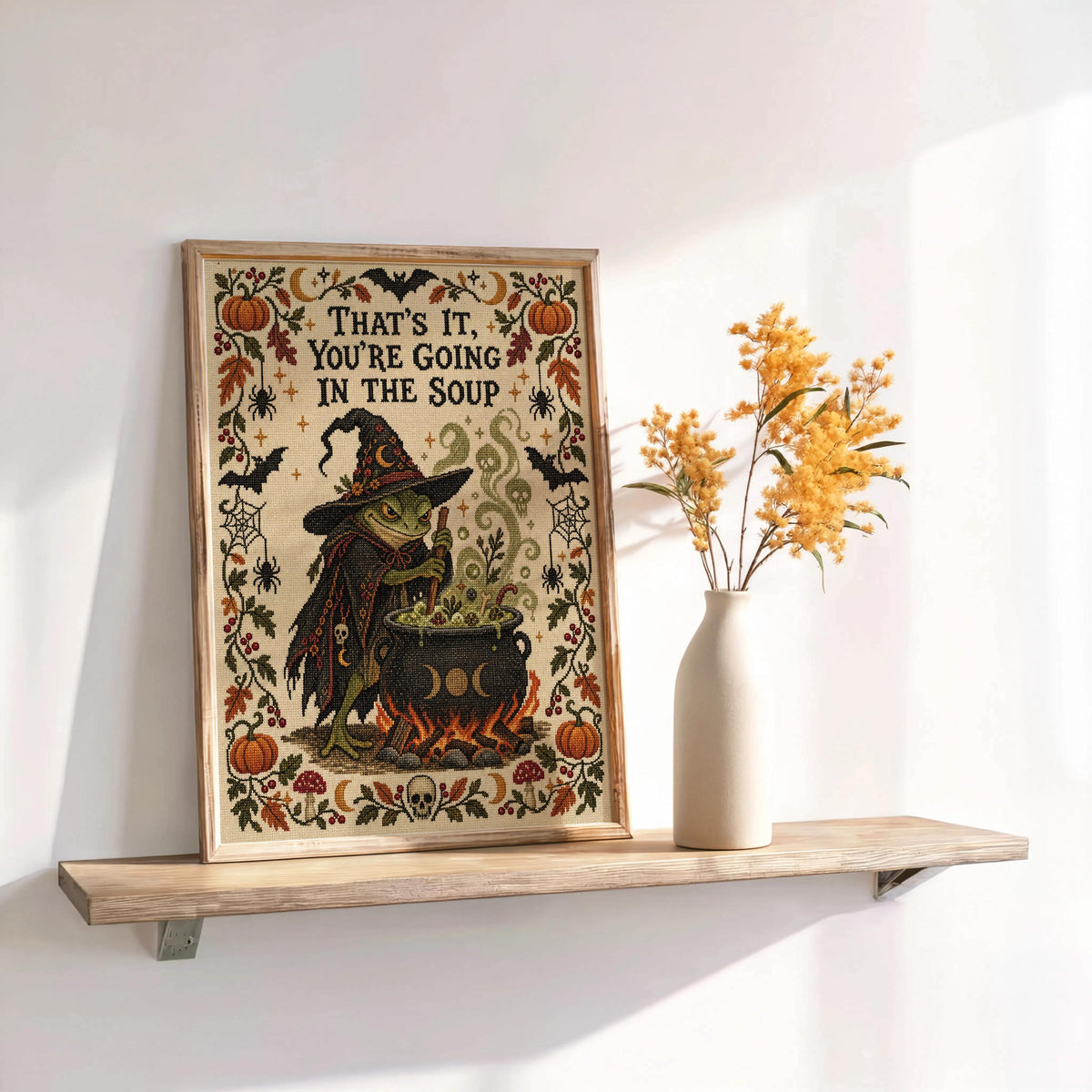 That's It You're Going in the Soup Print, Funny Frog Witch Halloween Wall Art, Vintage Spooky Season Poster, Autumn Fall Decor, Witchy Gift