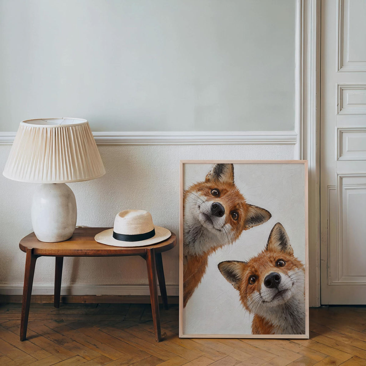 Curious Red Foxes Wall Art, Whimsical Fox Painting, Cute Autumn Print, Rustic Woodland Wildlife Gift, Forest Animal Nursery Decor