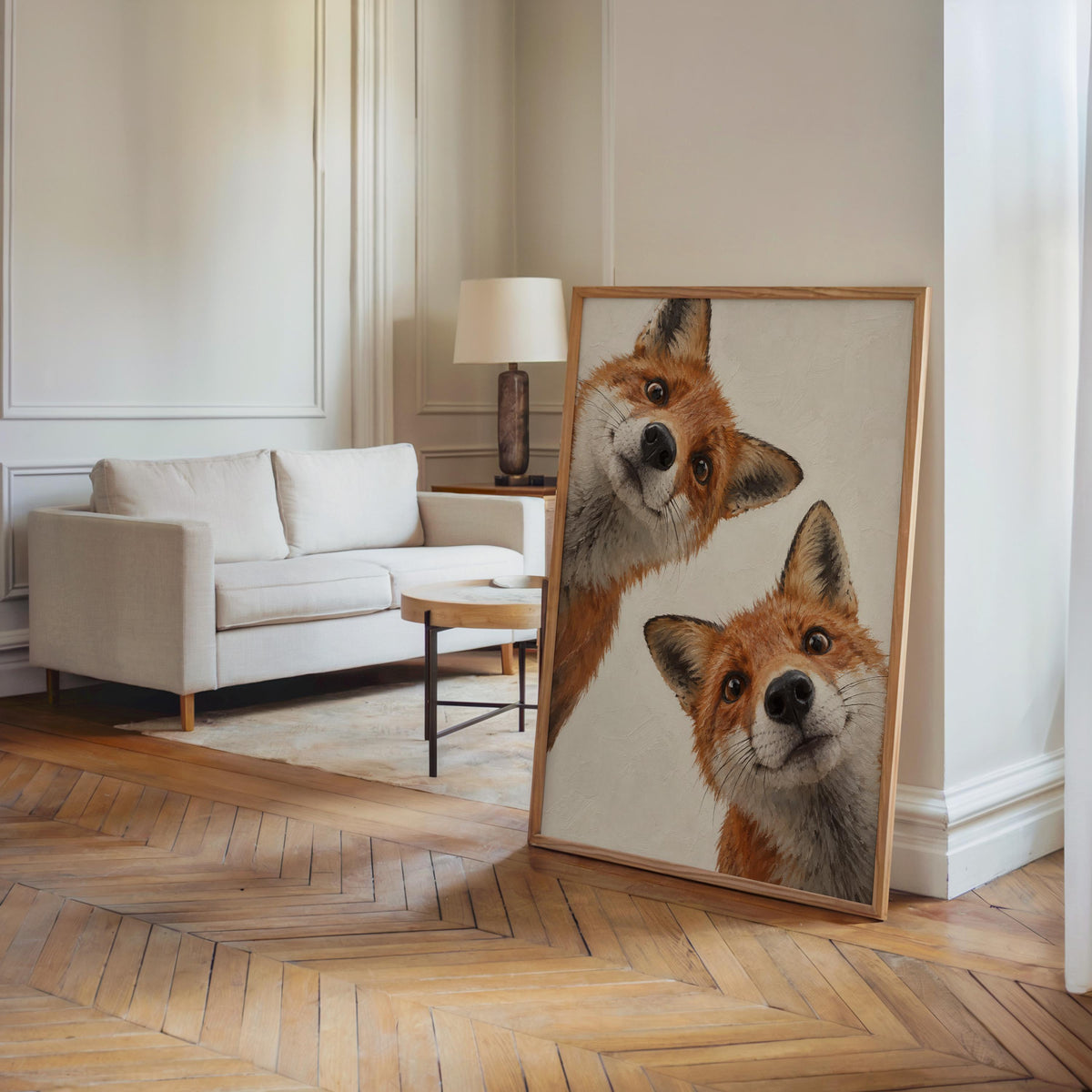 Curious Red Foxes Wall Art, Whimsical Fox Painting, Cute Autumn Print, Rustic Woodland Wildlife Gift, Forest Animal Nursery Decor