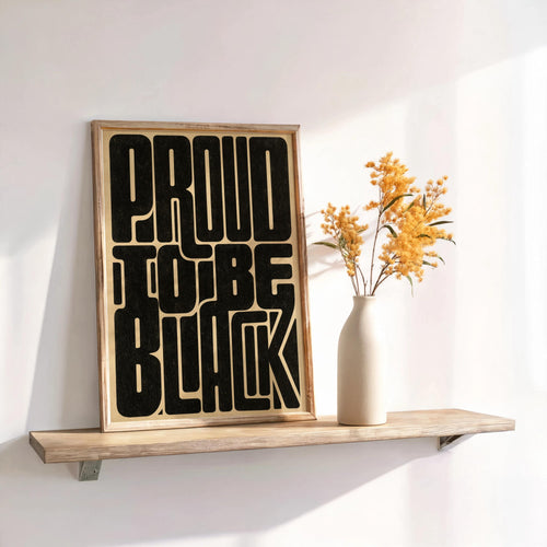 Proud to Be Black Poster, Black Pride Wall Art, African American Statement Print, Bold Retro Typography, Afrocentric Cultural Identity Decor
