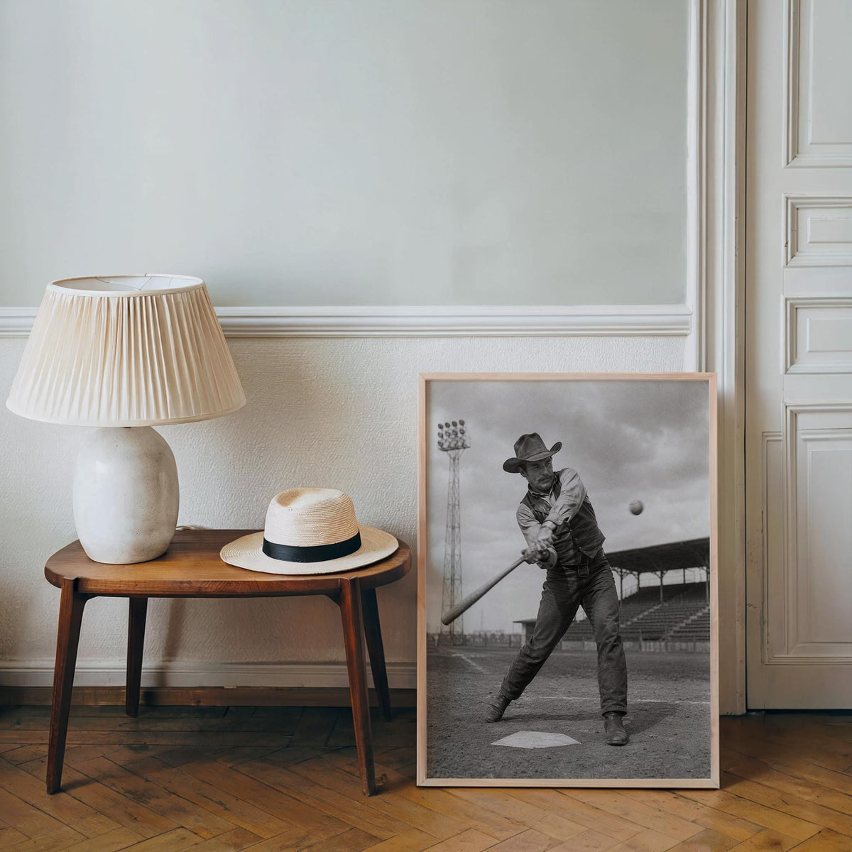 Cowboy Baseball Wall Art, Surreal Vintage Sports Photography, Western Americana Print, Funny Baseball Gift, Boys Room Decor