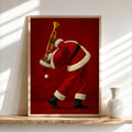 Black Santa Playing Trumpet Print, Funny Christmas Wall Art, African American Holiday Poster, Retro Afrocentric Jazz Music Decor, Music