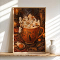 Ghost Halloween Pumpkin Spice Latte Print, Marshmallow Ghosts Wall Art, Cozy Fall Coffee Poster, Spooky Kitchen Decor, Autumn Gift
