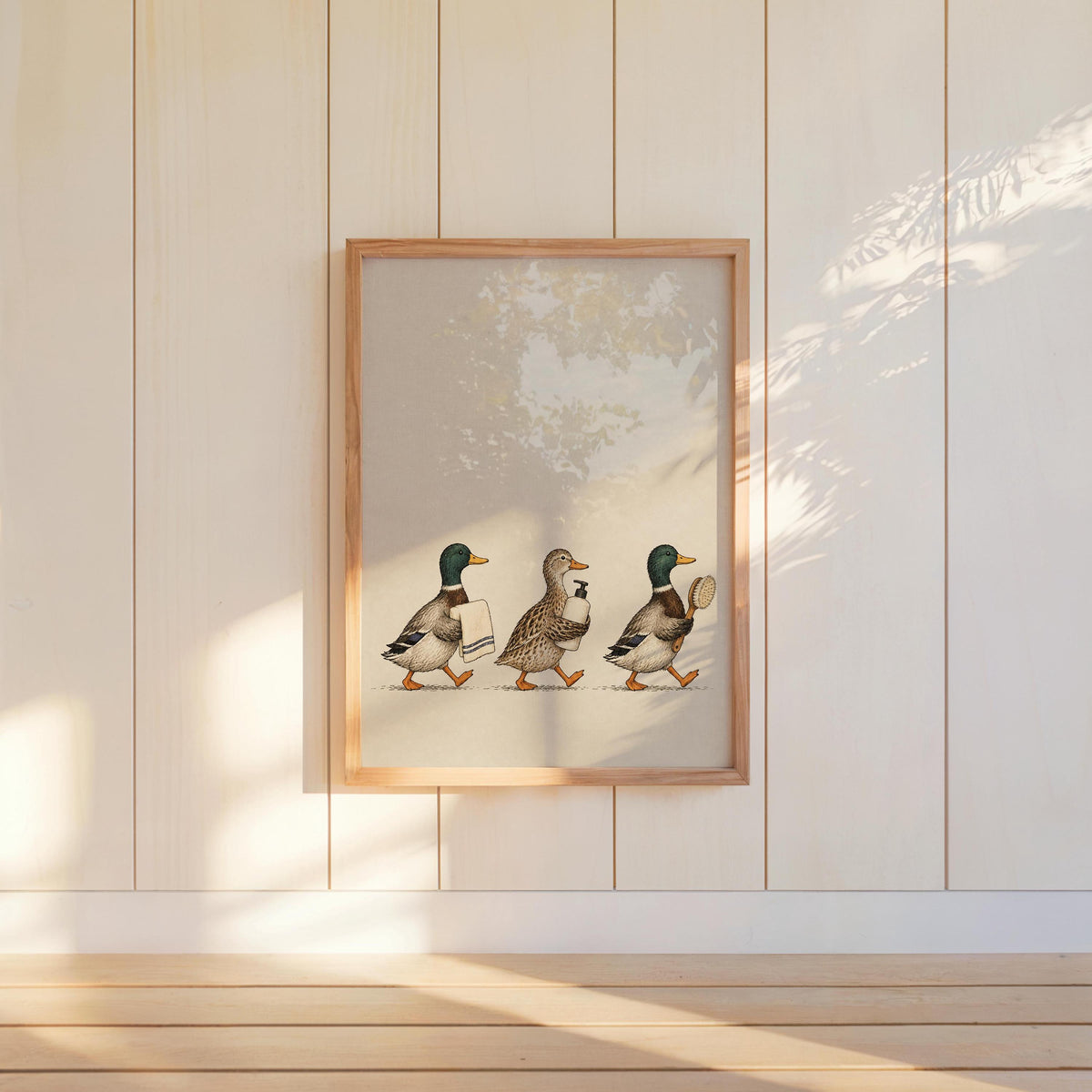 Mallard Ducks Bathroom Print, Vintage Restroom Wall Art, Cute Duck Illustration, Cottagecore Toilet Decor