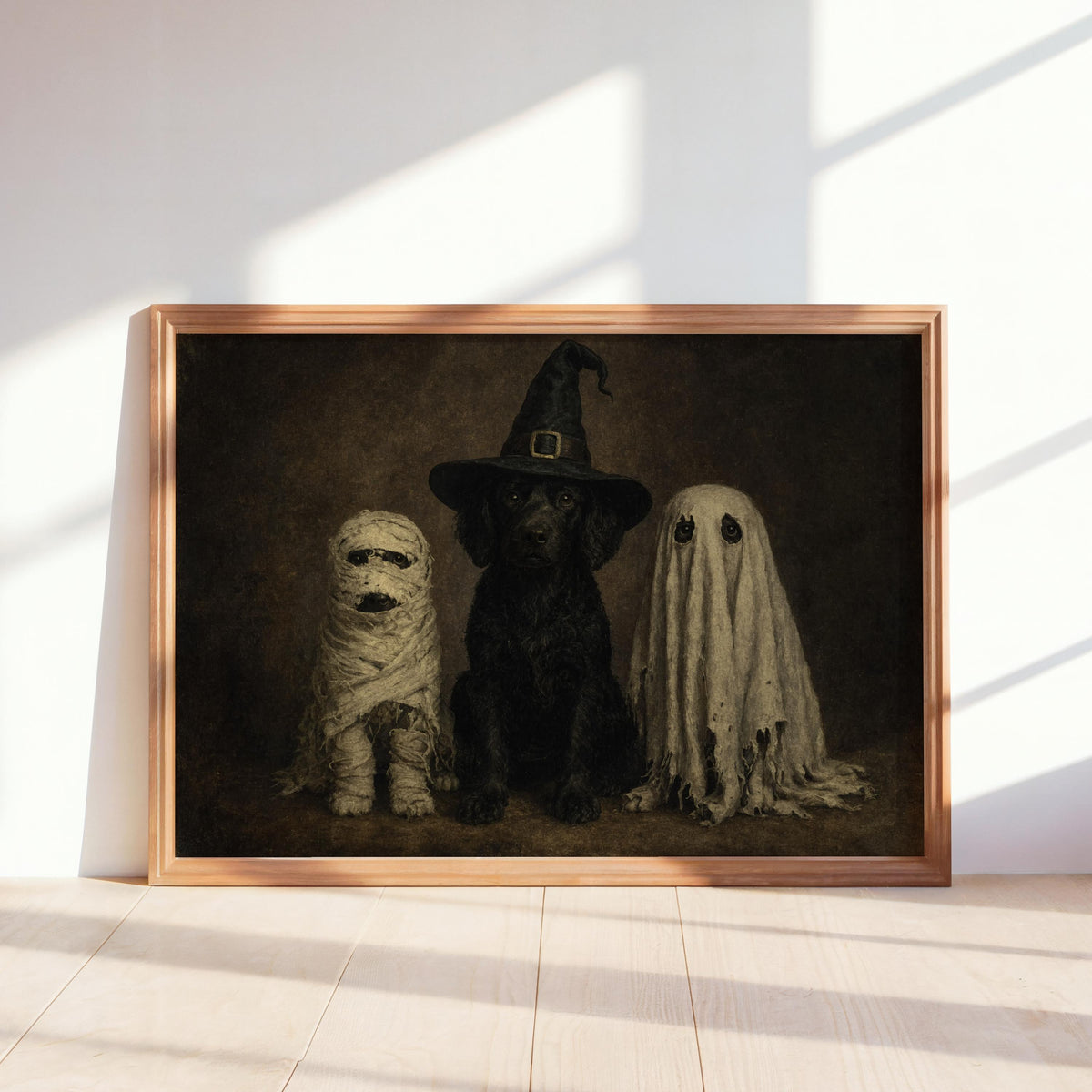 Spooky Halloween Dogs Print, Funny Pet Lover Autumn Wall Art, Whimsical Halloween Animal in Costumes Decor, Fall Spooky Season Print