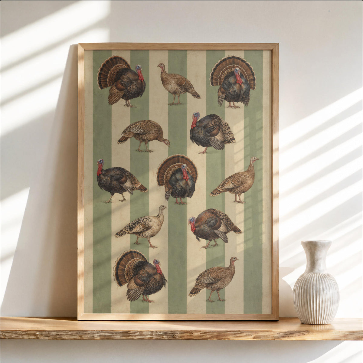 Turkey Wall Art, Vintage Farmhouse Kitchen Decor, Harvest Bird Illustration, Thanksgiving Holidays Home Accent, Rustic Country Gift