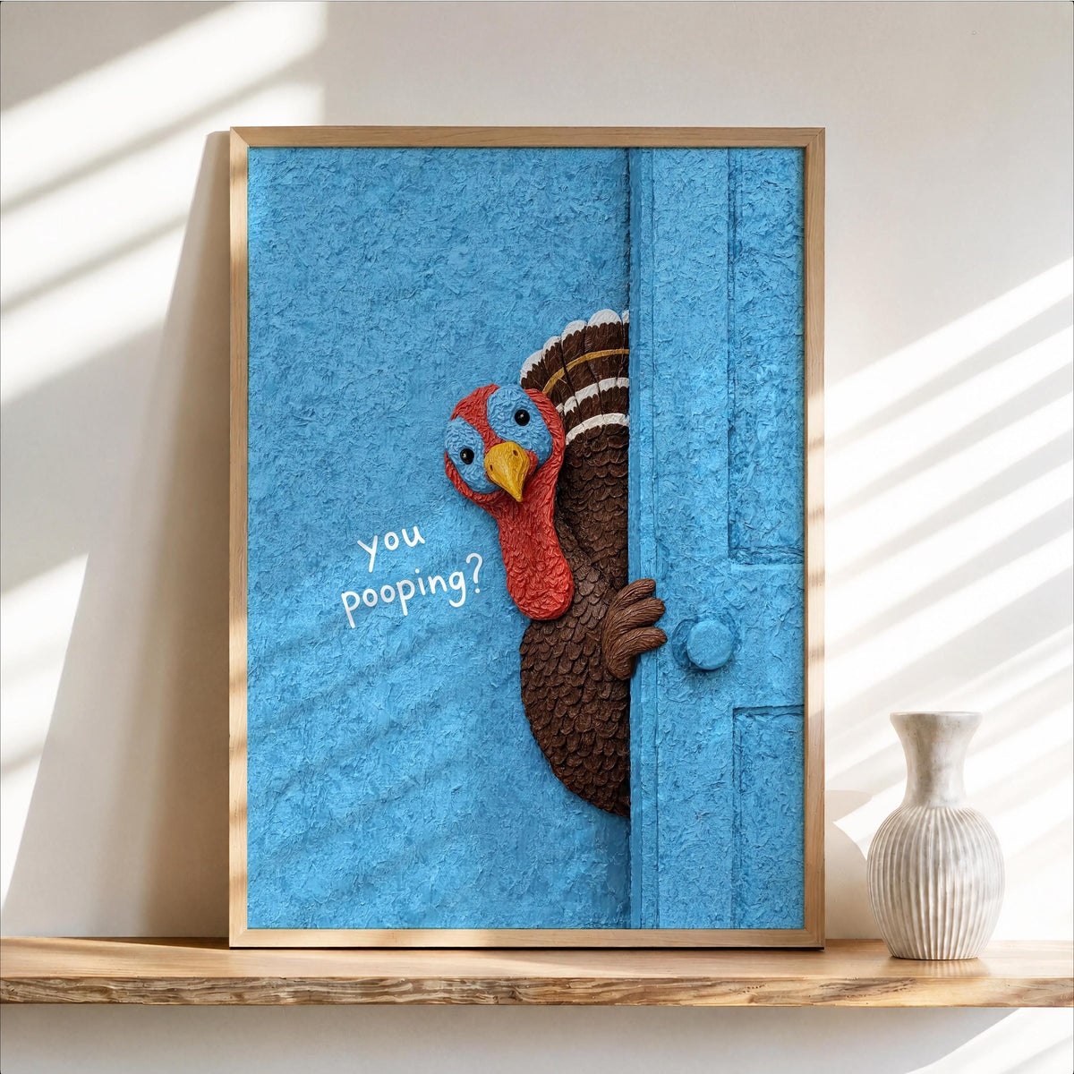 Funny Turkey Bathroom Art, You Poopin Thanksgiving Toilet Humor Print, Quirky Autumn Decor, Whimsical Restroom Poster, Humorous Loo Sign