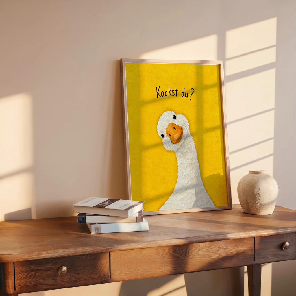 Funny Goose Kackst Du Toilet Print, German Typography Poster, Quirky Bird Bathroom Wall Art, Humorous Animal Print, Loo Sign Gift