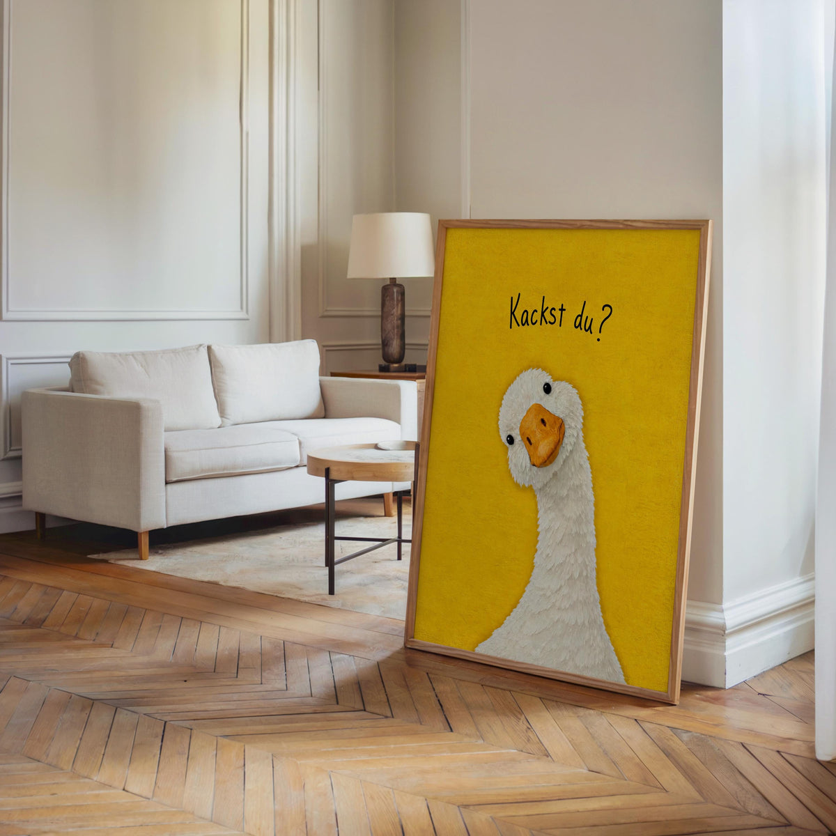 Funny Goose Kackst Du Toilet Print, German Typography Poster, Quirky Bird Bathroom Wall Art, Humorous Animal Print, Loo Sign Gift